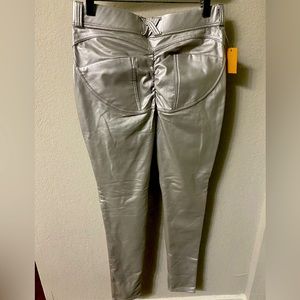 NEW Booty lifting silver vegan leather pants